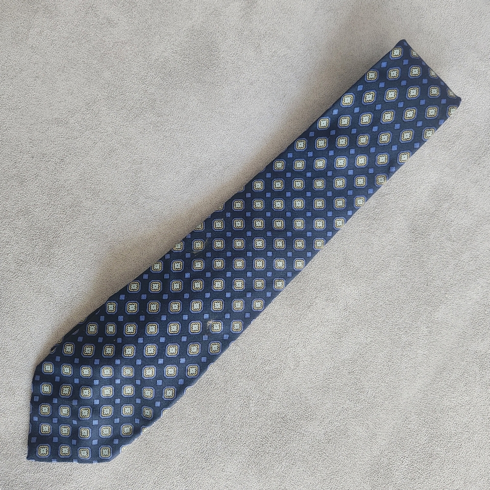 Robert Talbott necktie blue 100% silk geometric custom made classic tie formal